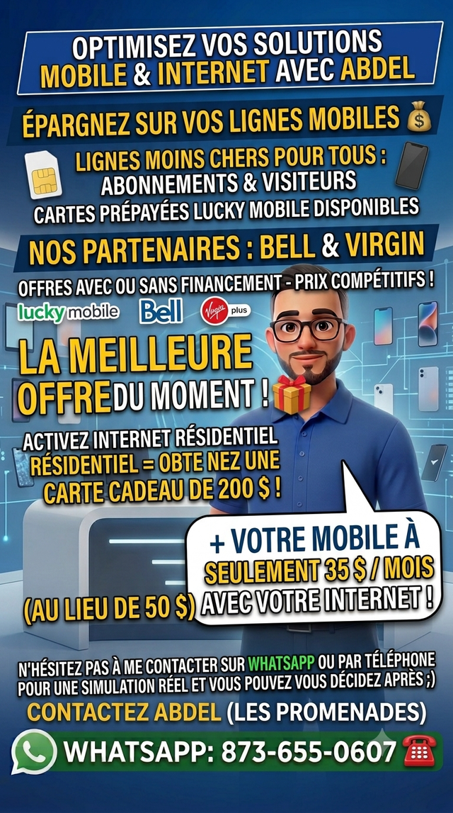 OFFRES MOBILE & INTERNET : CARTE CADEAU DE 200 $ ET PETITS PRIX