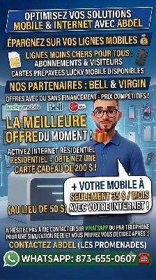 OFFRES MOBILE & INTERNET : CARTE CADEAU DE 200 $ ET PETITS PRIX
