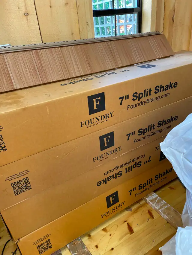 Red Cedar Split Shake Vinyl Siding and Large Window