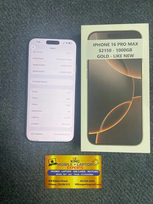 iPhone 16 pro max 1 TB gold