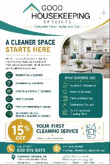 Professional House Cleaning in Regina - 15% off