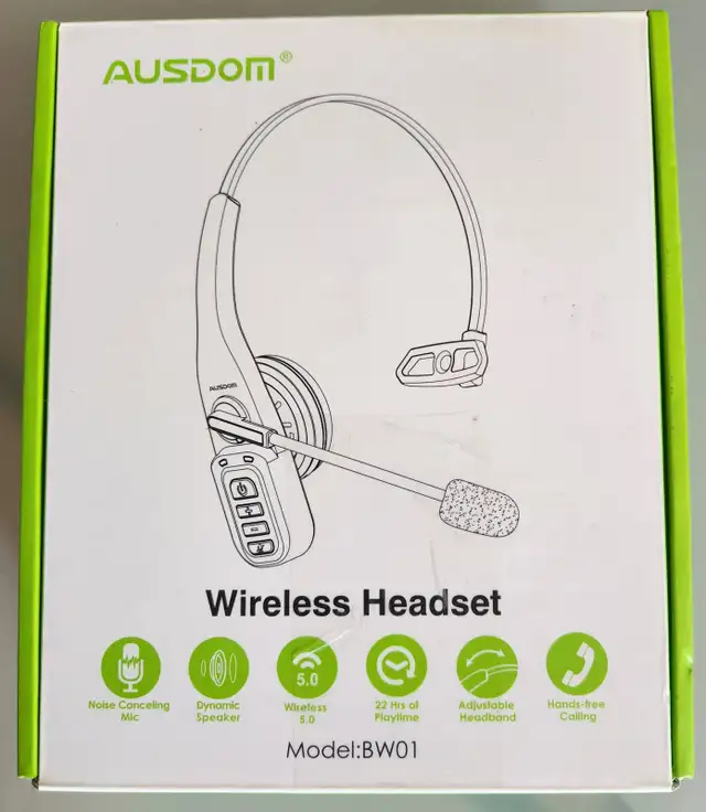 Wireless Headset with Noise-Canceling Mic Ausdom BW01
