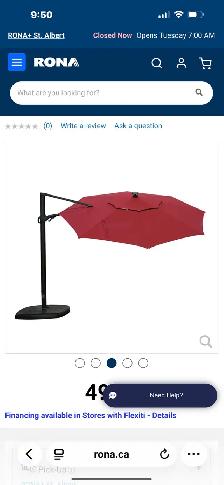 10‑ft Red Patio Umbrella (Cantilever   Base) — Brand New