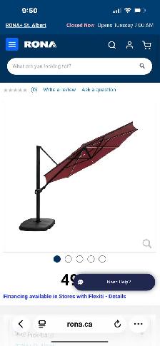 10‑ft Red Patio Umbrella (Cantilever   Base) — Brand New - Photo 3