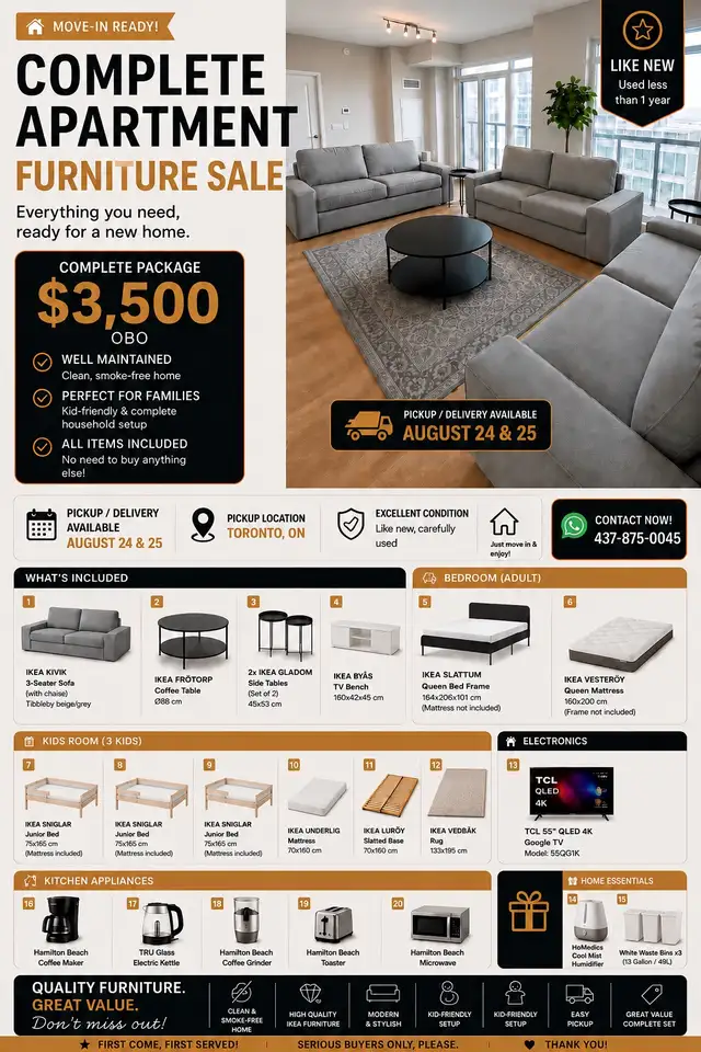 Complete Apartment Furniture Package – Move-In Ready!