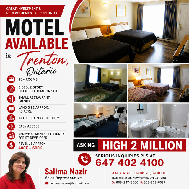 Motel for sale in Trenton, ontario