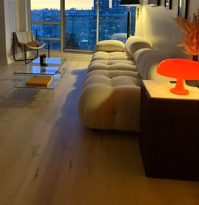 Real Marble & Wood Side Table