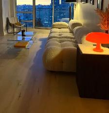 Real Marble & Wood Side Table