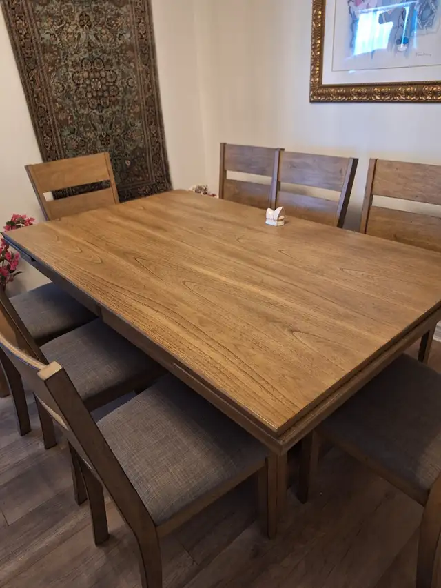 dining room table with eight chairs
