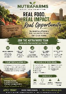 NOW HIRING – NUTRAFARMS COMMUNITY REPRESENTATIVES