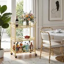 3-Tier Bar Cart with Wine Rack and Glass Holder - Photo 2