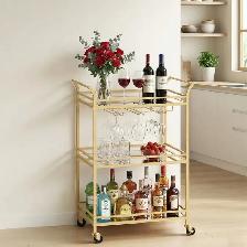 3-Tier Bar Cart with Wine Rack and Glass Holder - Photo 3