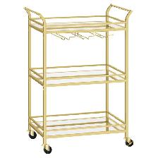3-Tier Bar Cart with Wine Rack and Glass Holder - Photo 5