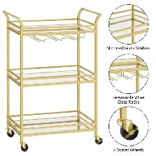 3-Tier Bar Cart with Wine Rack and Glass Holder - Photo 6
