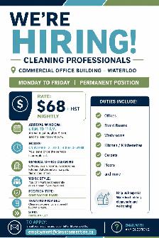 Were Hiring – Evening Cleaning Contractor (Waterloo)