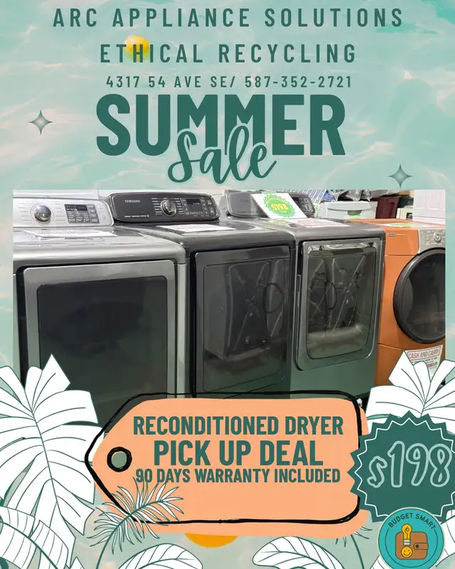 Summer Blowout Sale on Reconditioned Dryer $198-$258   Gst only