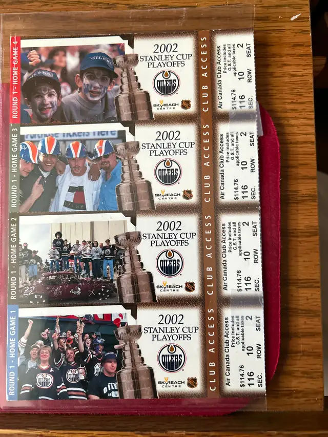 2002 STANLEY CUP OILERS PLAYOFF STUBS