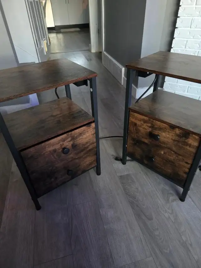 Matching Bedside Tables w/ USB and Plug-In Capabilities