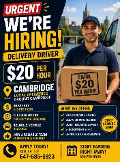 Warehouse Associate / Delivery Driver – $20/hr (Cambridge)