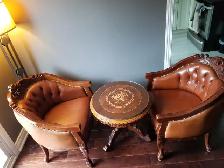 Elegant Genuine Leather Coffee Table Set