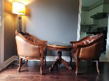 Elegant Genuine Leather Coffee Table Set - Photo 2