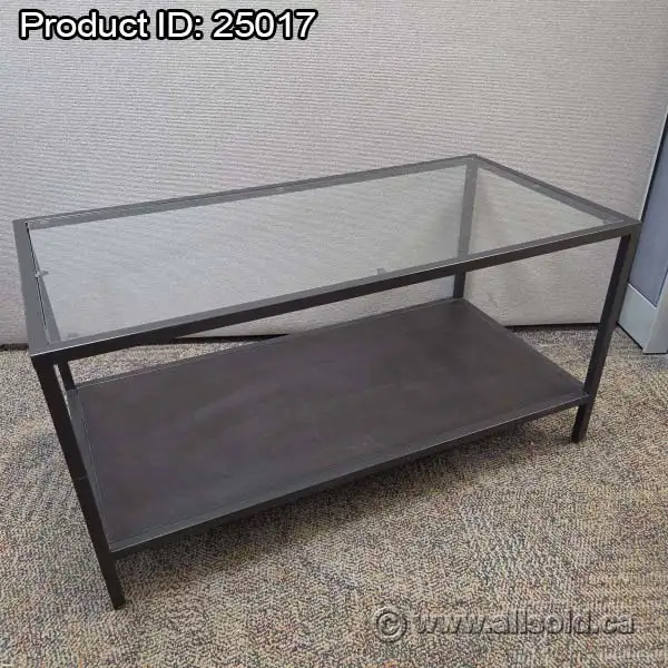 Ikea VITTSJÖ Glass & Black Metal Coffee Table 36' x 18'
