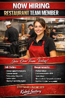 Hiring Now (Restaurant Work)