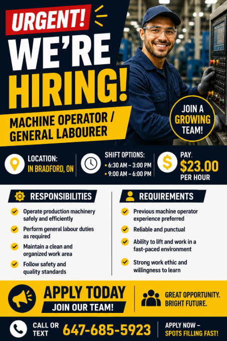 Machine Operator / General Labourer (Positions)