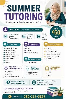 Lady tutor Edmonton & Sorrounding / online