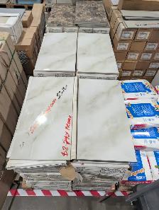12x24 POLISHED WHITE WITH GOLD TILE FOR $1.99/SF