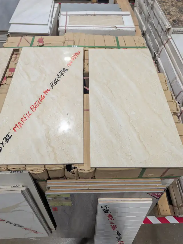 $3.29/SF 16x32' POLISHED TILE IN STORE - WHILE STOCK LASTS