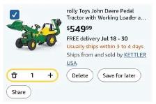 John Deere Kids Pedal Tractor with Working Front Loader - Photo 3