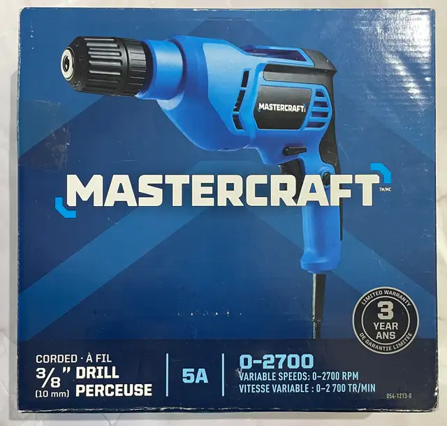 MASTERCRAFT 3/8" CORDED DRILL W/BOX