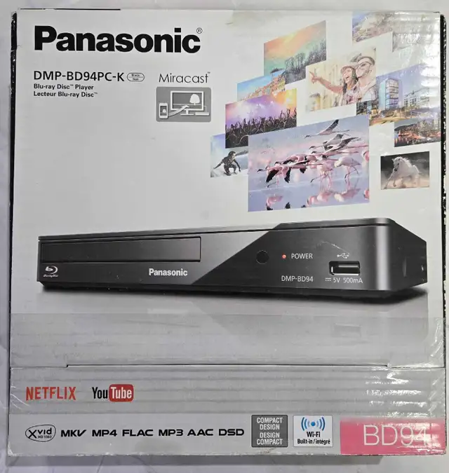 NEW PANASONIC DMP-BD94PC-K BLU RAY PLAYER