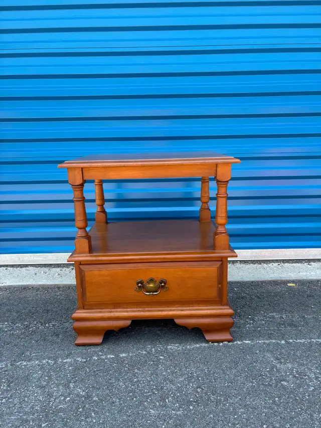Solid Wood Side Table with Drawer