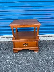 Solid Wood Side Table with Drawer - Photo 2
