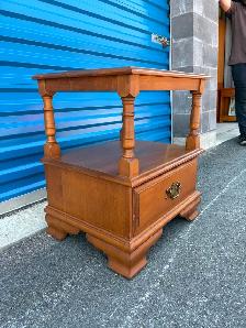 Solid Wood Side Table with Drawer - Photo 3