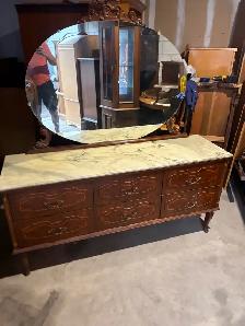 Free delivery used Antique Vanity Dresser with Mirror Marble Top - Photo 3