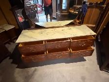 Free delivery used Antique Vanity Dresser with Mirror Marble Top - Photo 4