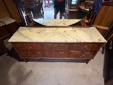 Free delivery used Antique Vanity Dresser with Mirror Marble Top - Photo 5