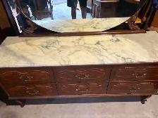 Free delivery used Antique Vanity Dresser with Mirror Marble Top - Photo 6