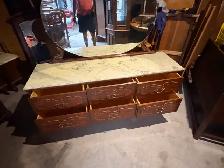 Free delivery used Antique Vanity Dresser with Mirror Marble Top - Photo 7