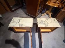 Free delivery antique pair of Vintage Marble Top Nightstands