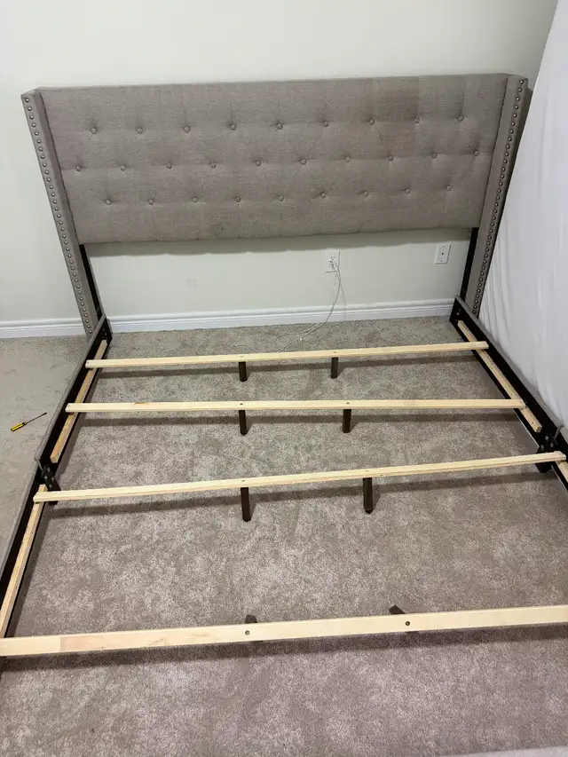 King size bed with railings & box spring
