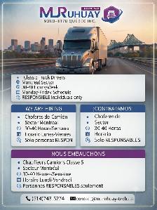 Offre d'Emploi : Chauffeur de Camion Classe 5 responsable!