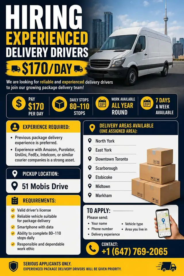 Hiring Package Delivery Driver