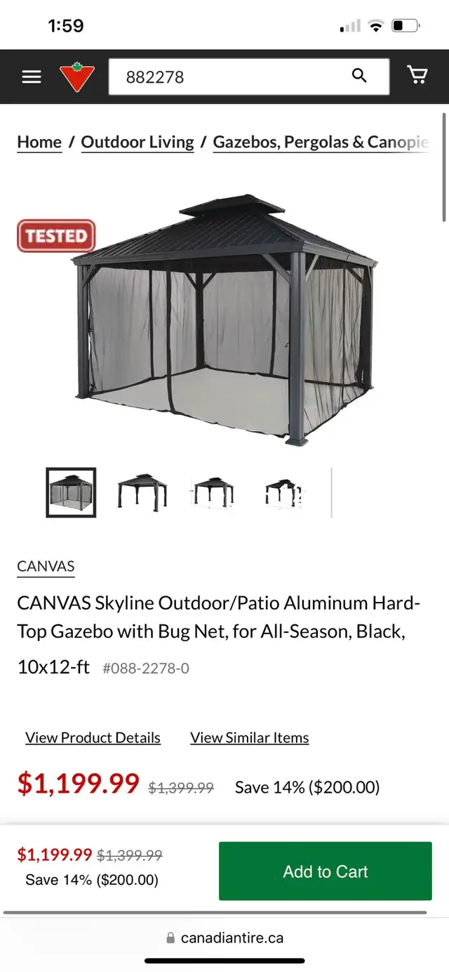 CANVAS Skyline Outdoor/Patio Aluminum Hard-Top Gazebo with Bug N