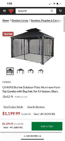 CANVAS Skyline Outdoor/Patio Aluminum Hard-Top Gazebo with Bug N