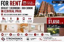 1 Bed 1 Bath   Den Available Immediately Central Park