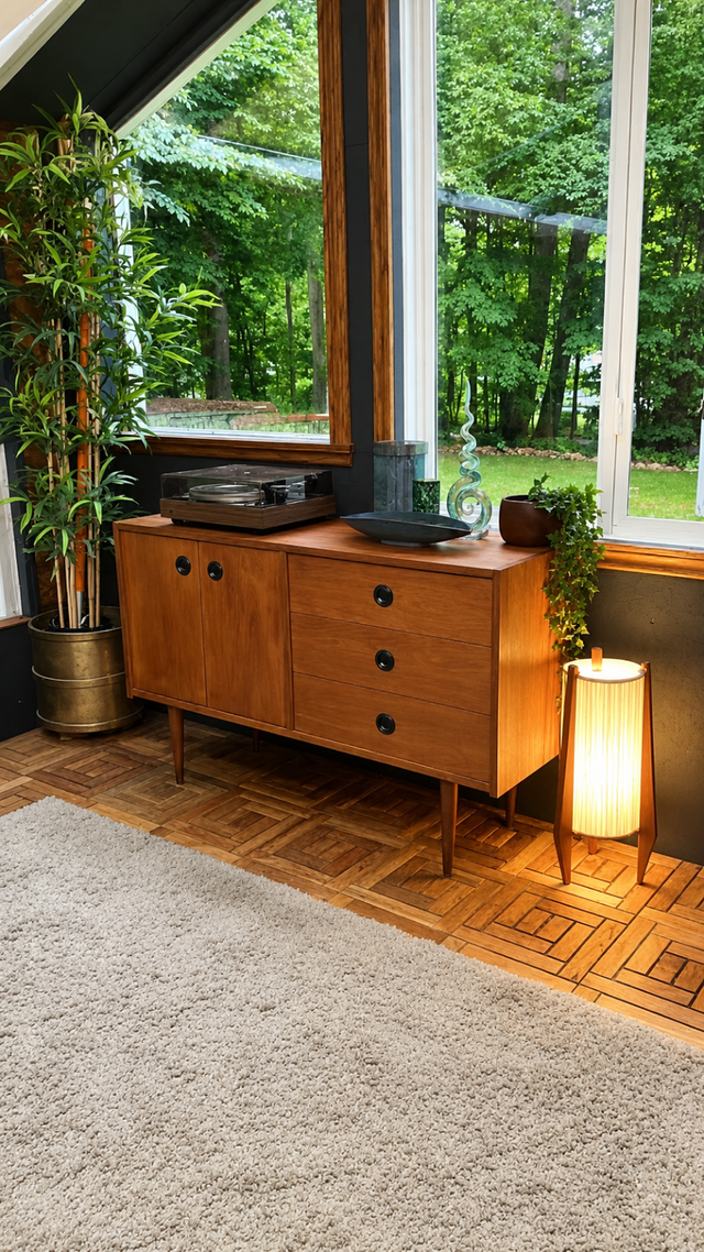Mid century. TEAK TECK. Lampe / Buffet, console, bar, commode di